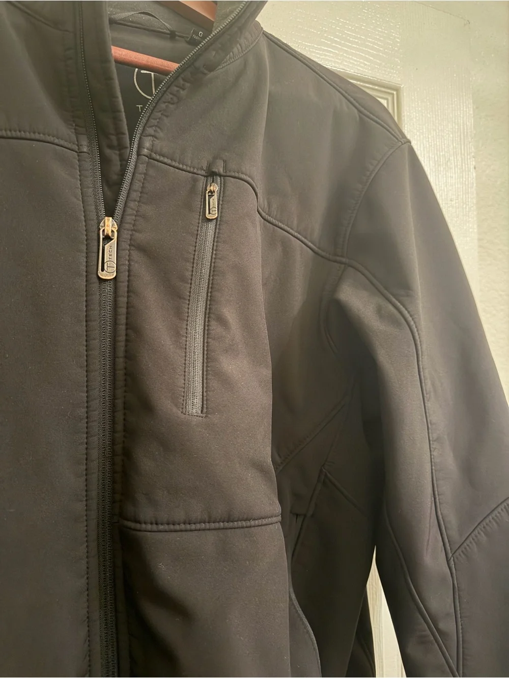 Tumi T-Tech Mens Black Softshell Full Zip Fleece Lined Jacket Large